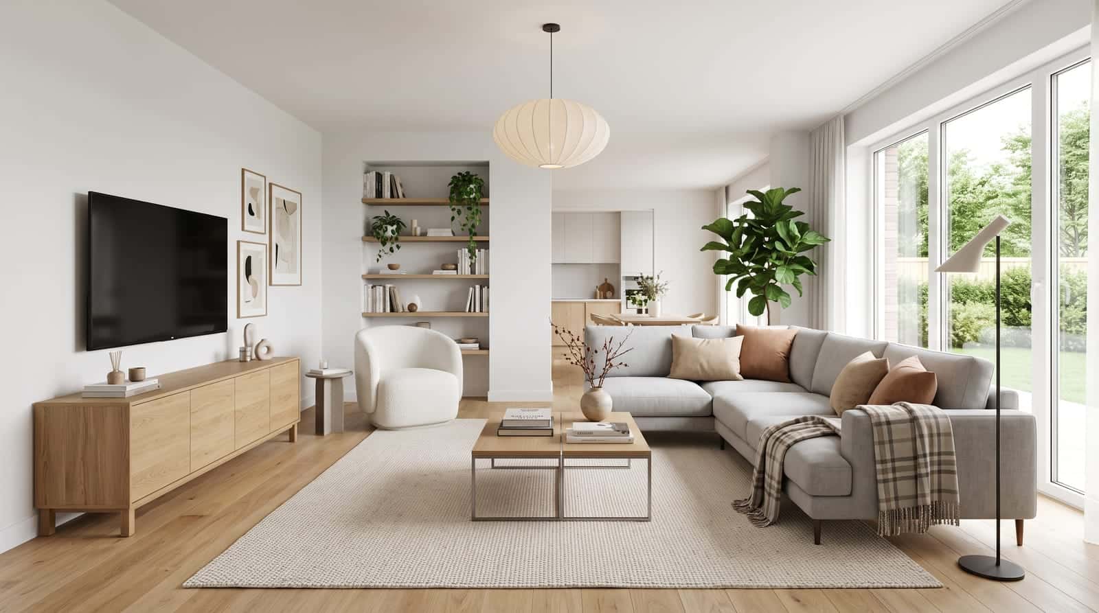 Pièce de vie claire d'un appartement avec coin salon